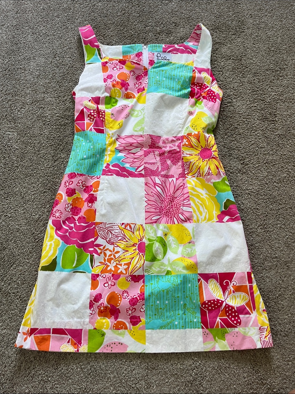 🎠🌞Lilly Pulitzer White Label Patchwork Sheath sz6Citrus Floral Horses Notch Neck - Picture 1 of 12